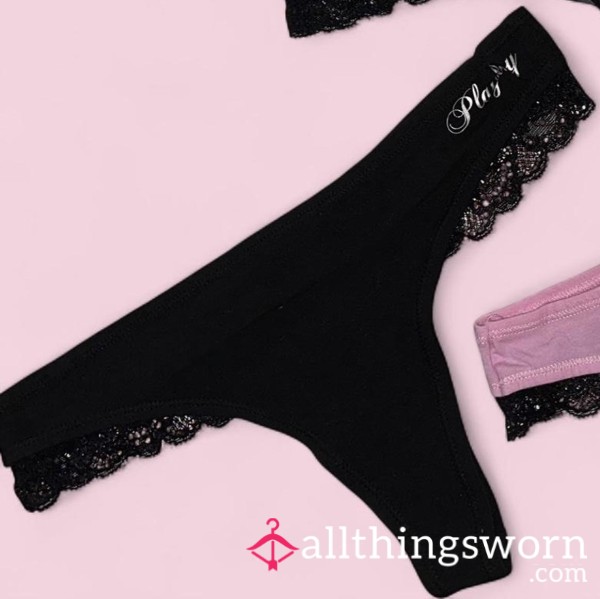 Black Playboy Thong