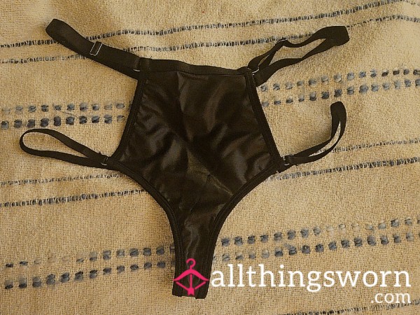 Black Pleather Panty Large With Straps
