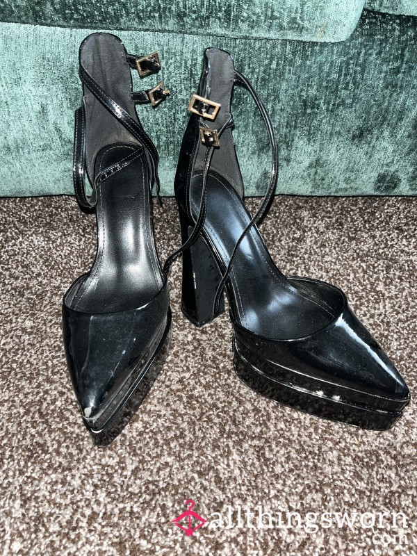 Black Pointed Platform Heels