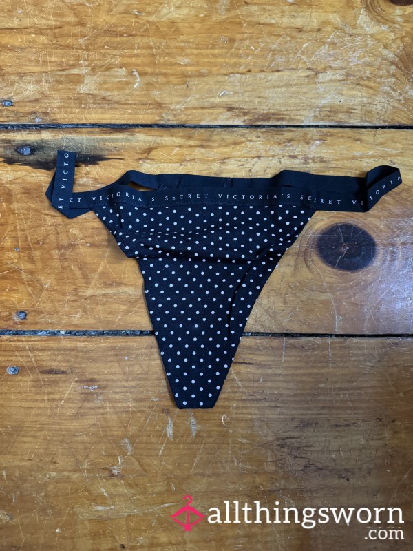 ⚫️  Black Polka Dot Gstring, VS, Size XXL