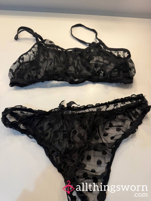 Black Polka Dot See Through Lingerie - 10 Years Old!