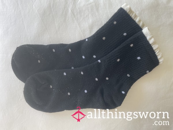 Black Polka Dot Socks – Worn 24 Hours