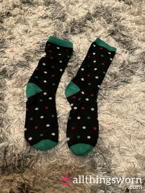 Black Polkadot Socks