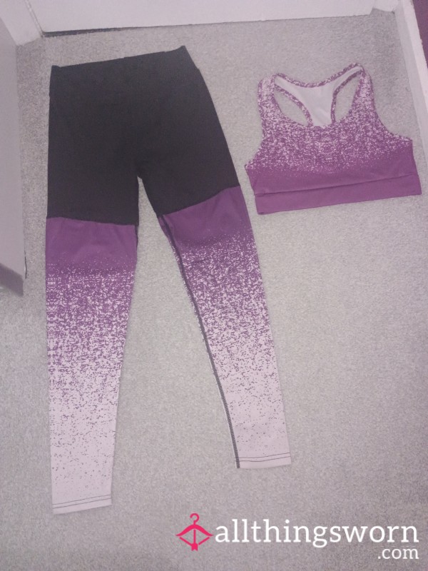 Black Purple And White 2 Piece Yoga Set 🖤💜🤍