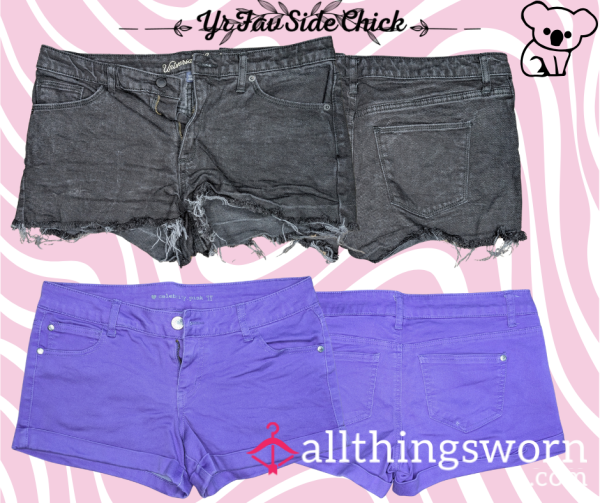 Black, Purple, White Jean Shorts (3)
