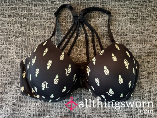 Black Push-Up Bra With Pineapples