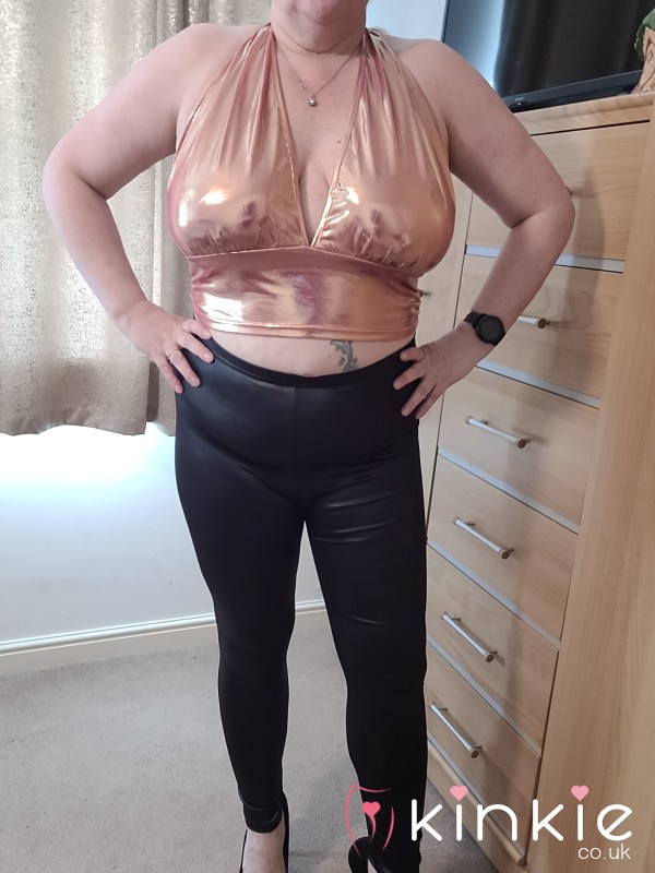 Black Pvc Pants And Pink Top