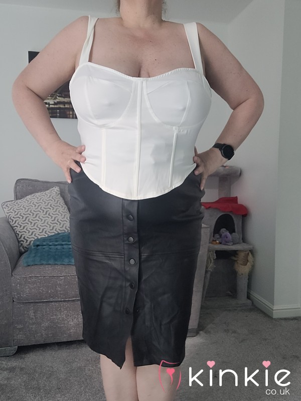 Black Pvc Skirt And White Corset Top