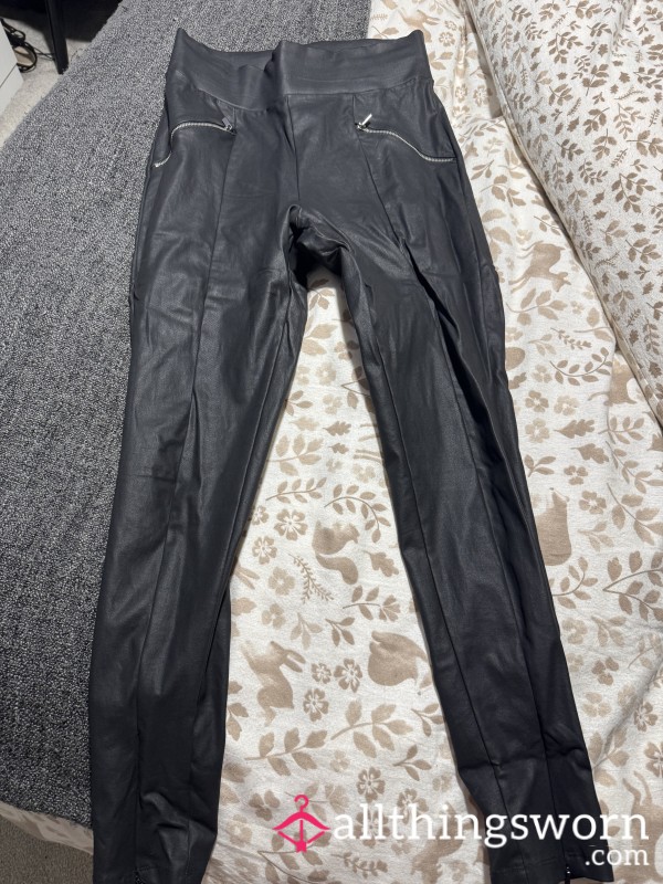 Black PVC Trousers, Well Worn!