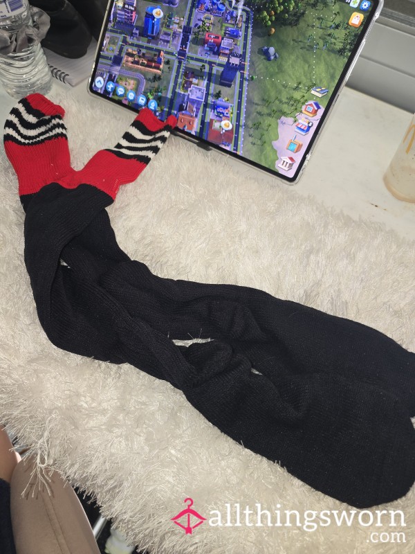 Black Red And White Socks