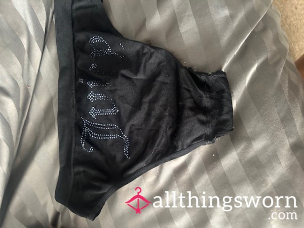 🖤 Black Rhinestone Cheeky Panties – Freshly Worn By Emma 🖤