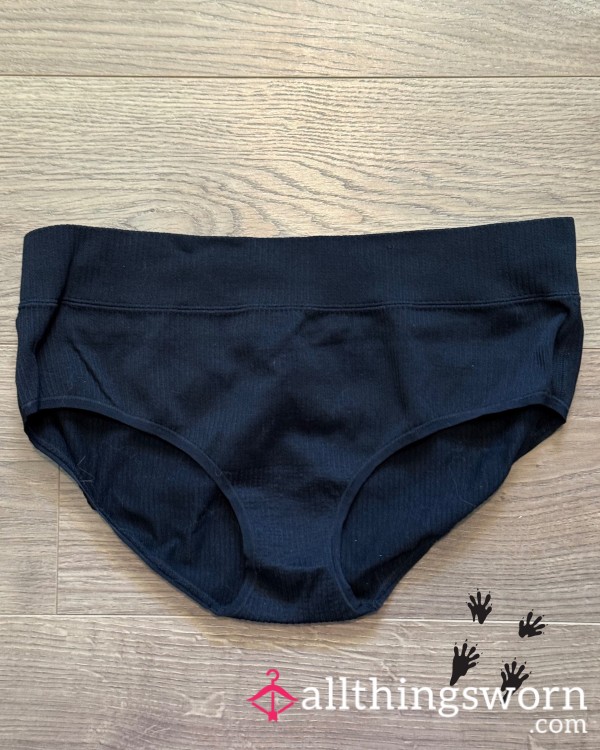 Black Ribbed Texture Full Back Panties For Custom Wear, 1X