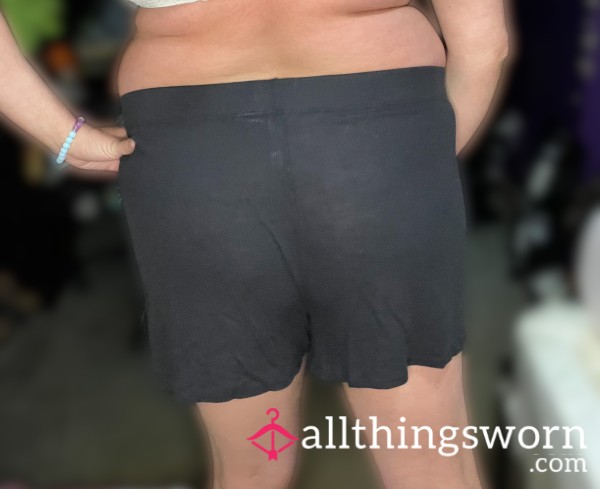 Black Ribbed Sleep Shorts