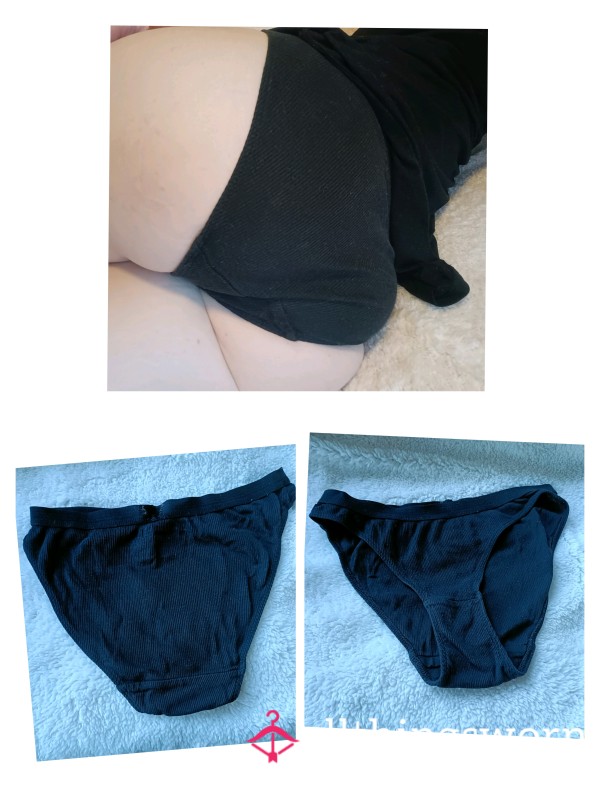 Black Ribbed Panties Ready For You