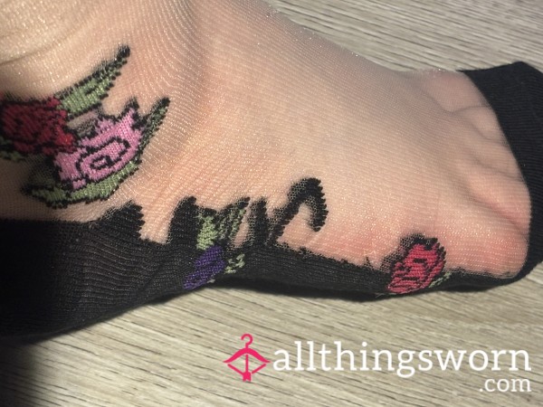 Black Rose Mesh Socks - Worn Soft Fit