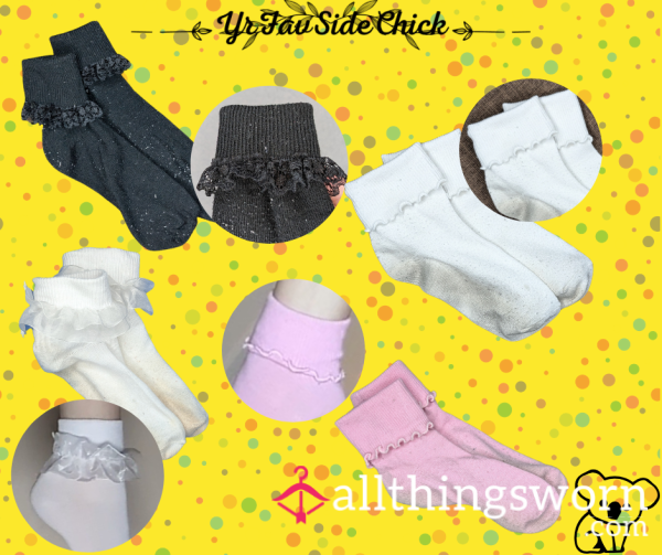 Turn Cuff Socks - Black, Pink, White (4)