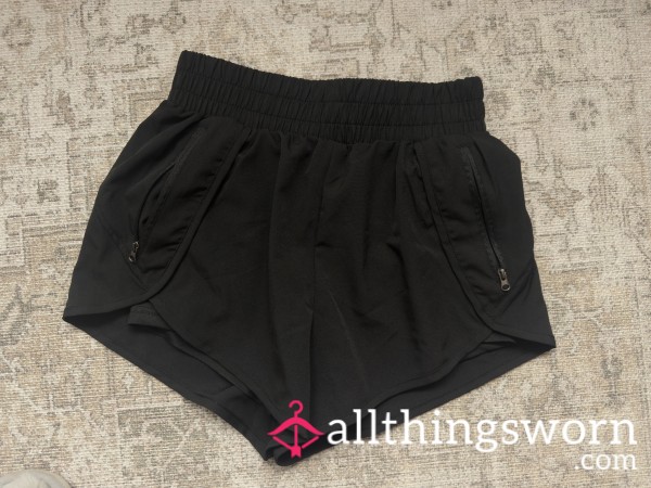 Black Running Shorts, 48hr Wear (without Panties) + Pics 🖤