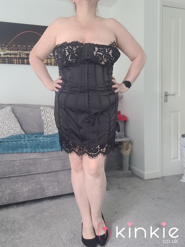 Black Satin And Lace Dress