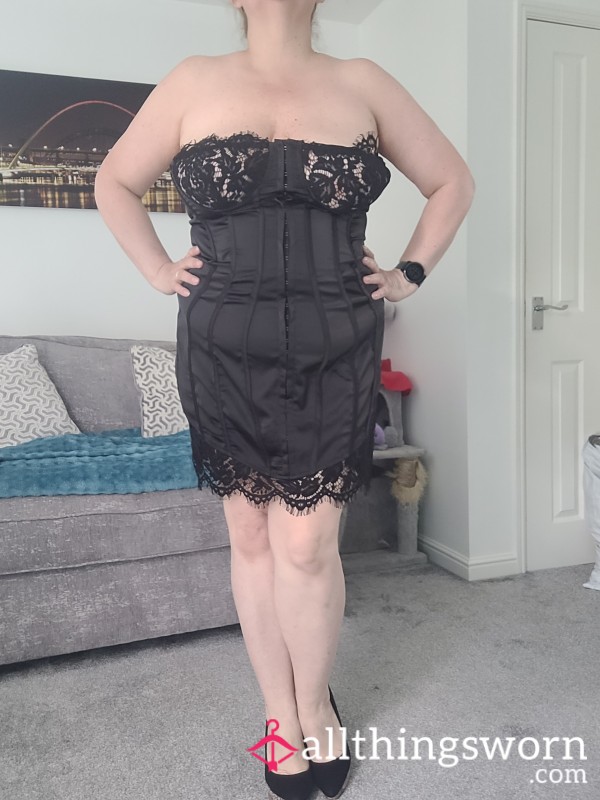 Black Satin And Lace Dress
