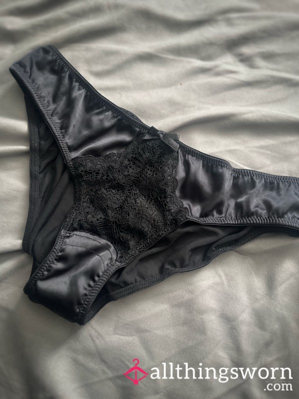 🖤 Black Satin And Lace Lingerie Panties 🖤
