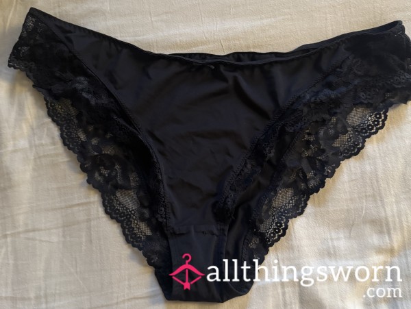 Black Satin And Lace Panties Well-worn To Work And The Gym