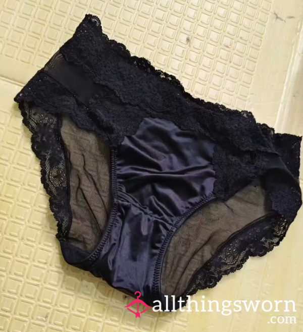 Black Satin And Lace Underwear