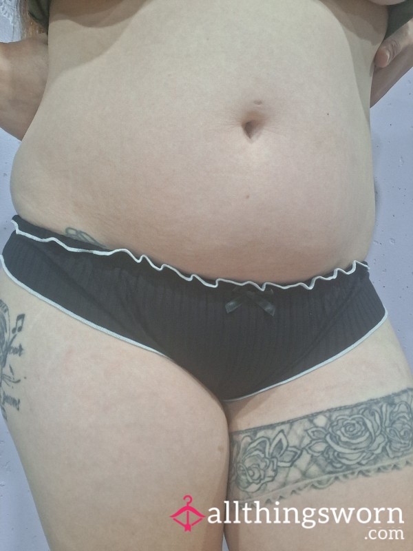 Black Satin Bikini Panties With Bow Detail