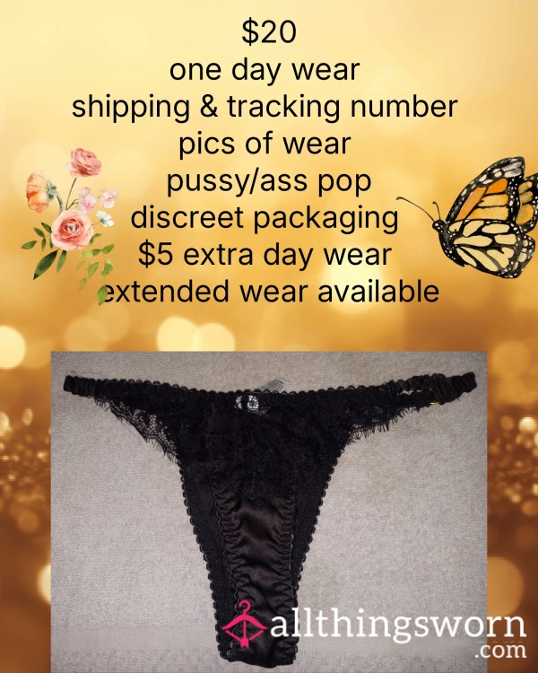 Black Satin Color Thong