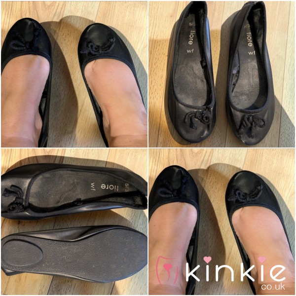 Black Faux Leather Dolly Flats With Bow Detail