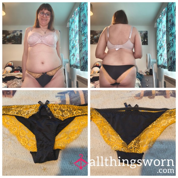 Black Satin Front Orange Lace Back