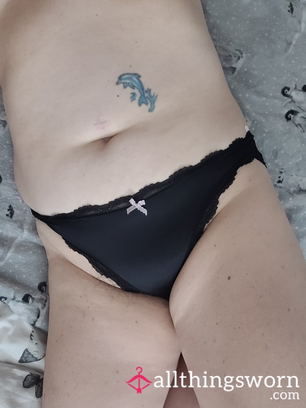 Black Satin Knickers With Bow On Front