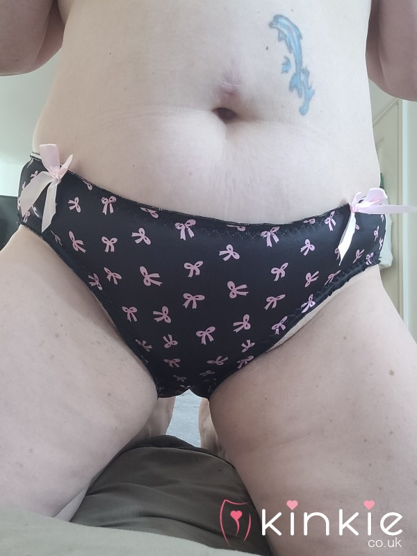 Black Satin Knickers With Pink Bows
