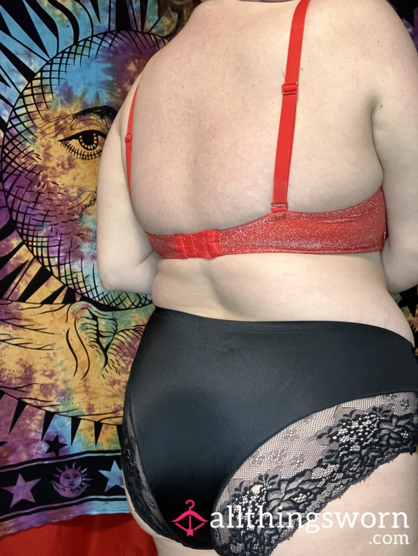 Black Satin Lace Back Panty