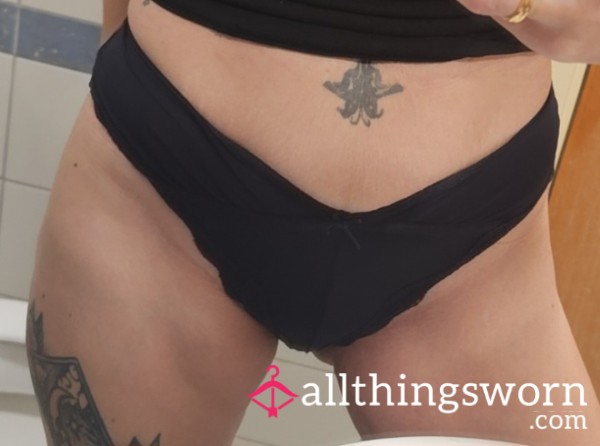 Black Satin Panties Worn All Day At Work In The Office