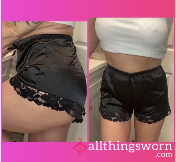 Black Satin Sleep Shorts
