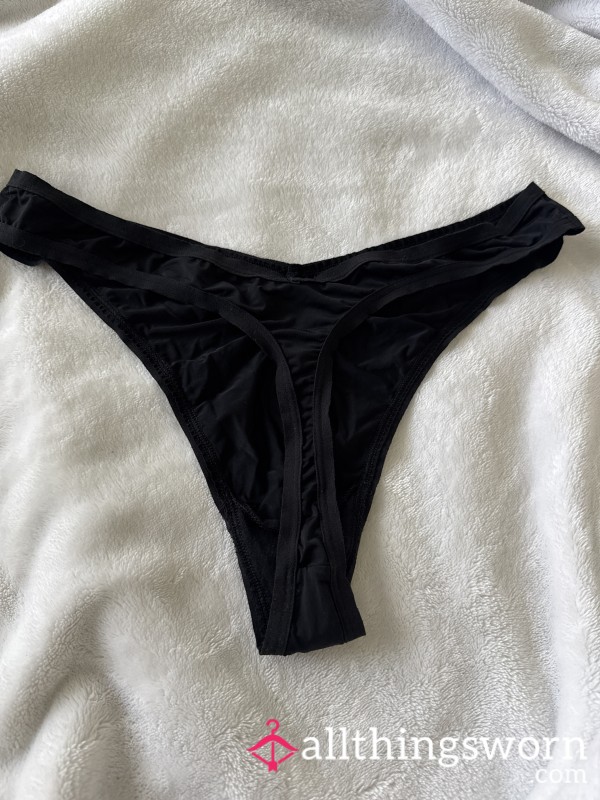 Black Satin Thong