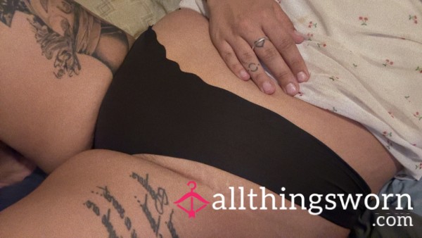 Black Scalloped Trim Nylon Panty