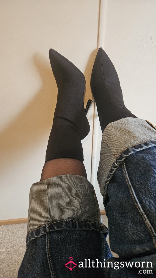 Black Sedutive Sock High Heel Boots