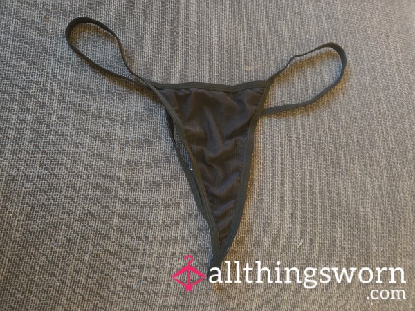 Black See Through Thong Large