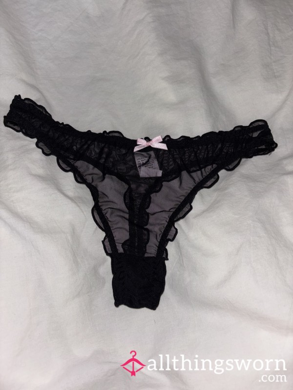 Black See Through Thongs Custom Wear