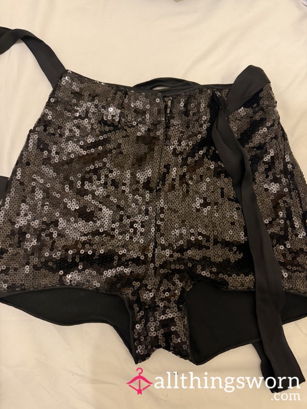 Black Sequin Hotpants Size 8