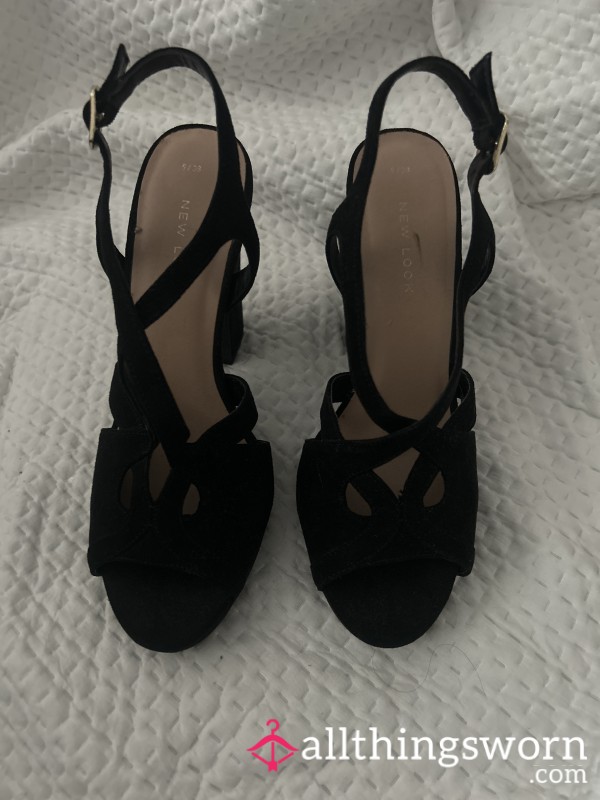 Black S**y P**p Toe Strappy Heels Size 5