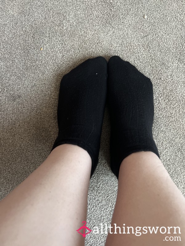 Black S**y Sports Socks Worn All Day For Your Pleasure