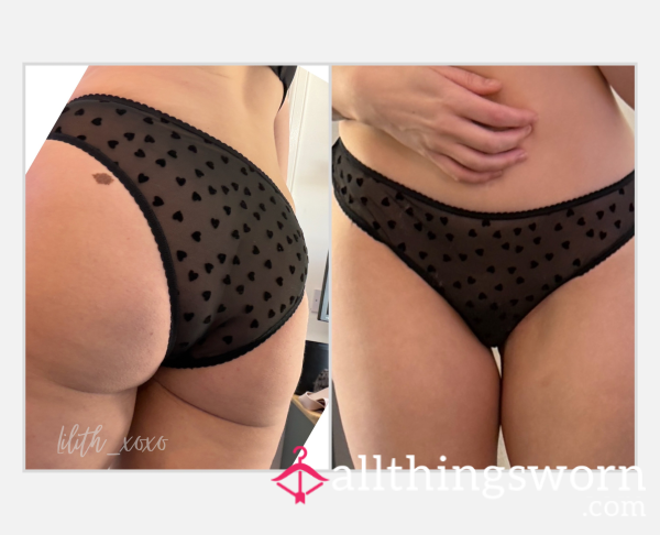 Black Sheer Heart Panties | 24hr Real Wear 🖤