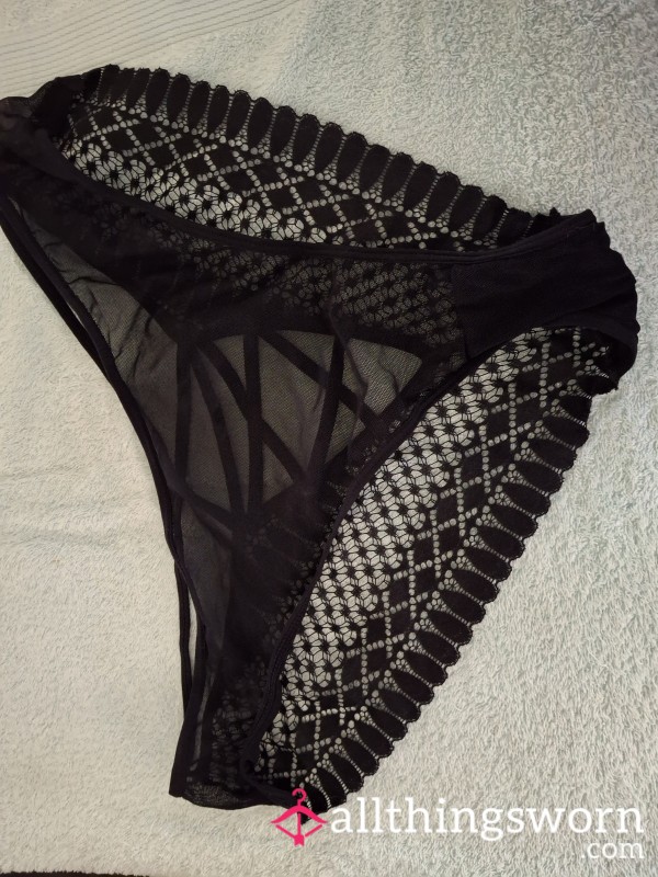 Black Sheer Lace, Strappy G-string