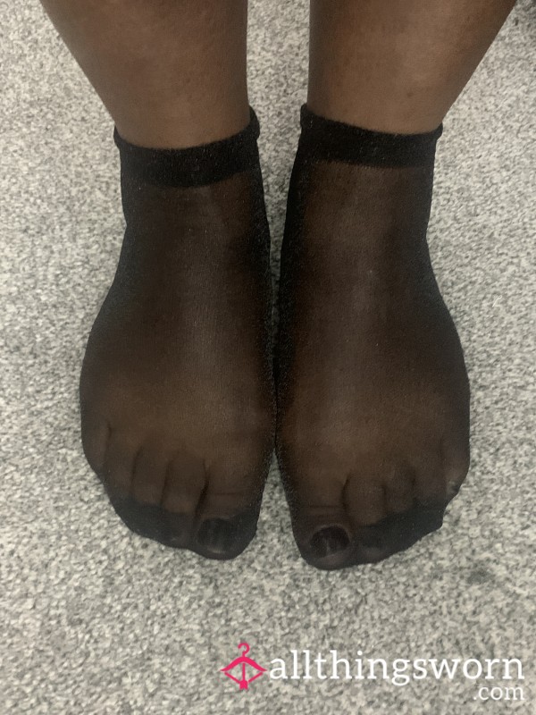Black Sheer Lurex Ankle Socks