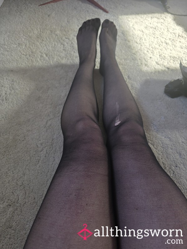 Black Sheer Pantyhose – Ultra Soft, Well Worn & Delicately Laddered