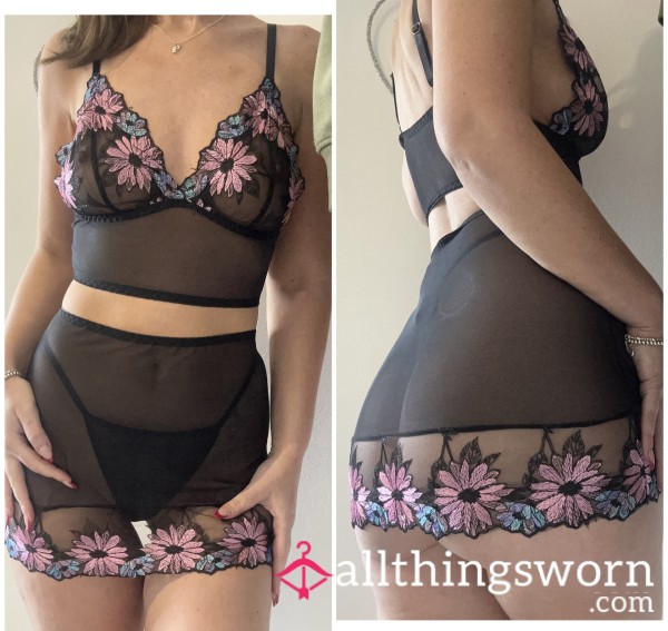 Black Sheer Skirt Set