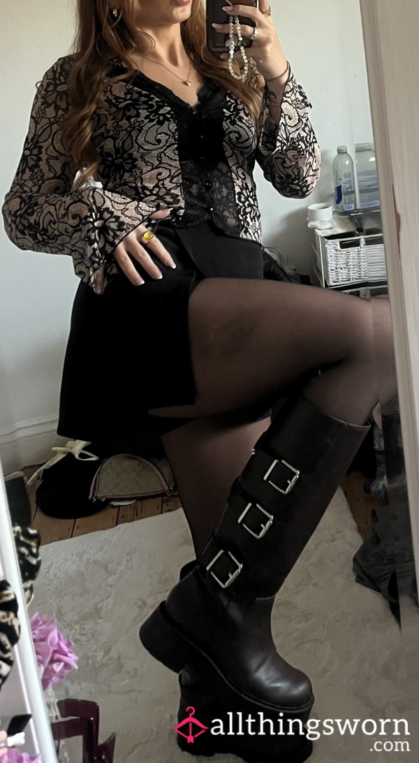 Black Sheer Tights Worn🖤