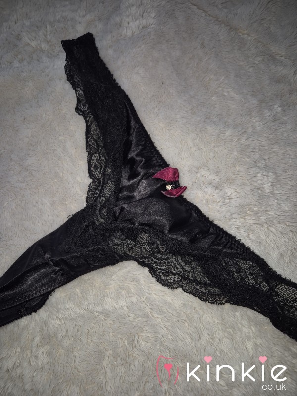 Custom Request - Black Silk And Lace Thong